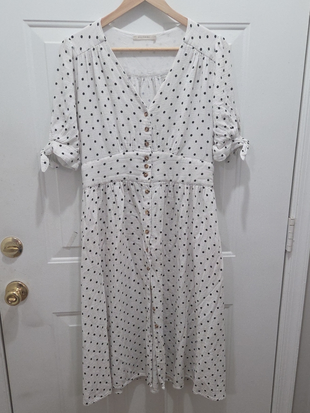 Ellison White Polka Dot Midi Dress L